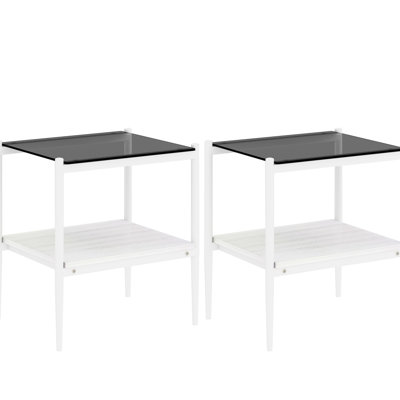 2 tables de bout pour le salon, verre trempé gris et L 19,1 po x l 15,51 po H 20,71 po, capacité de charge de 110 lb, surface lisse et table de 2, mobilier de pièce, apparence élégante