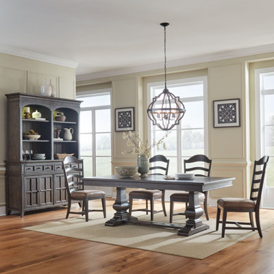 Trelawny 4 Person Trestle Dining Table Set w/ 18" Leaf