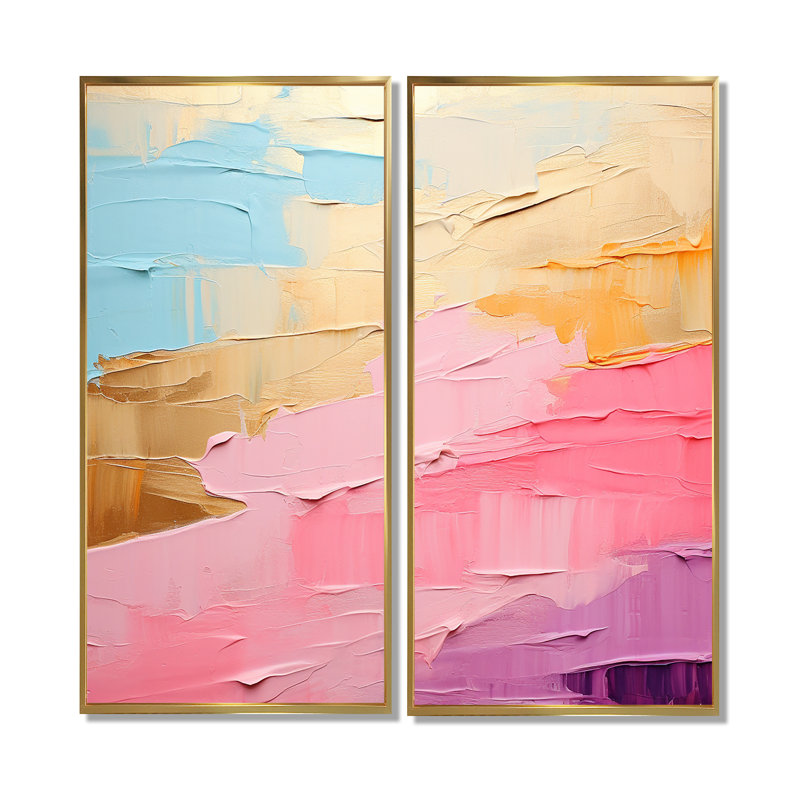 Minimalisme, chasse aux arcs-en-ciel I - art mural traditionnel beige, H 32 po x l 32 po, Impression encadrée flottante, Doré