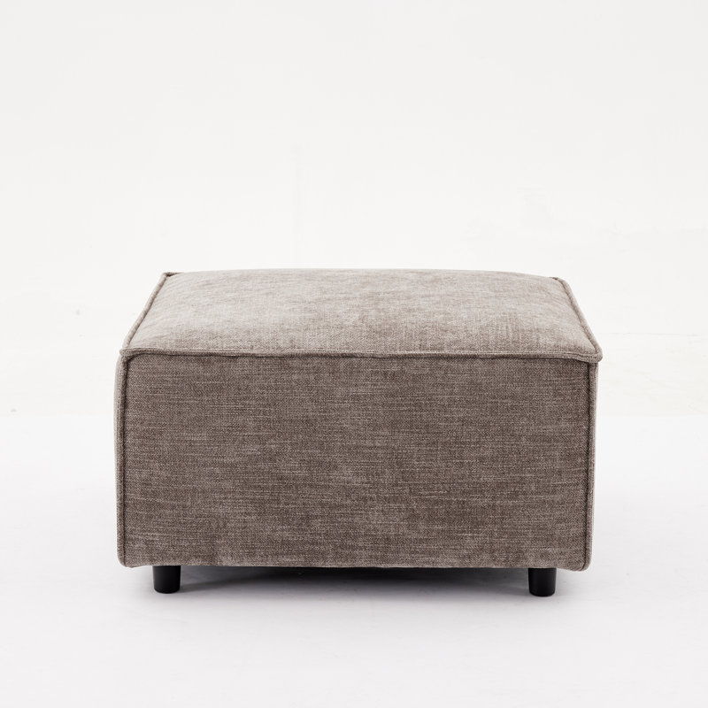 Makassar Upholstered Ottoman Moveable Footrest, Tan