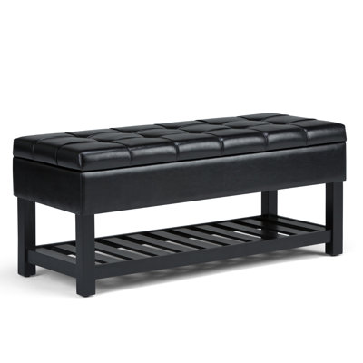 Saxon 43"W Tufted Transitional Storage Ottoman Bench with with Lift-Top Lid