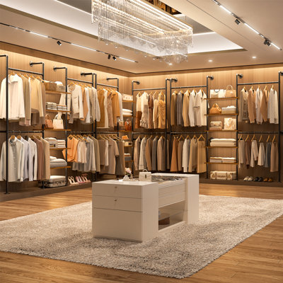77‘’ Closet System, Industrial Pipe Clothing Rack