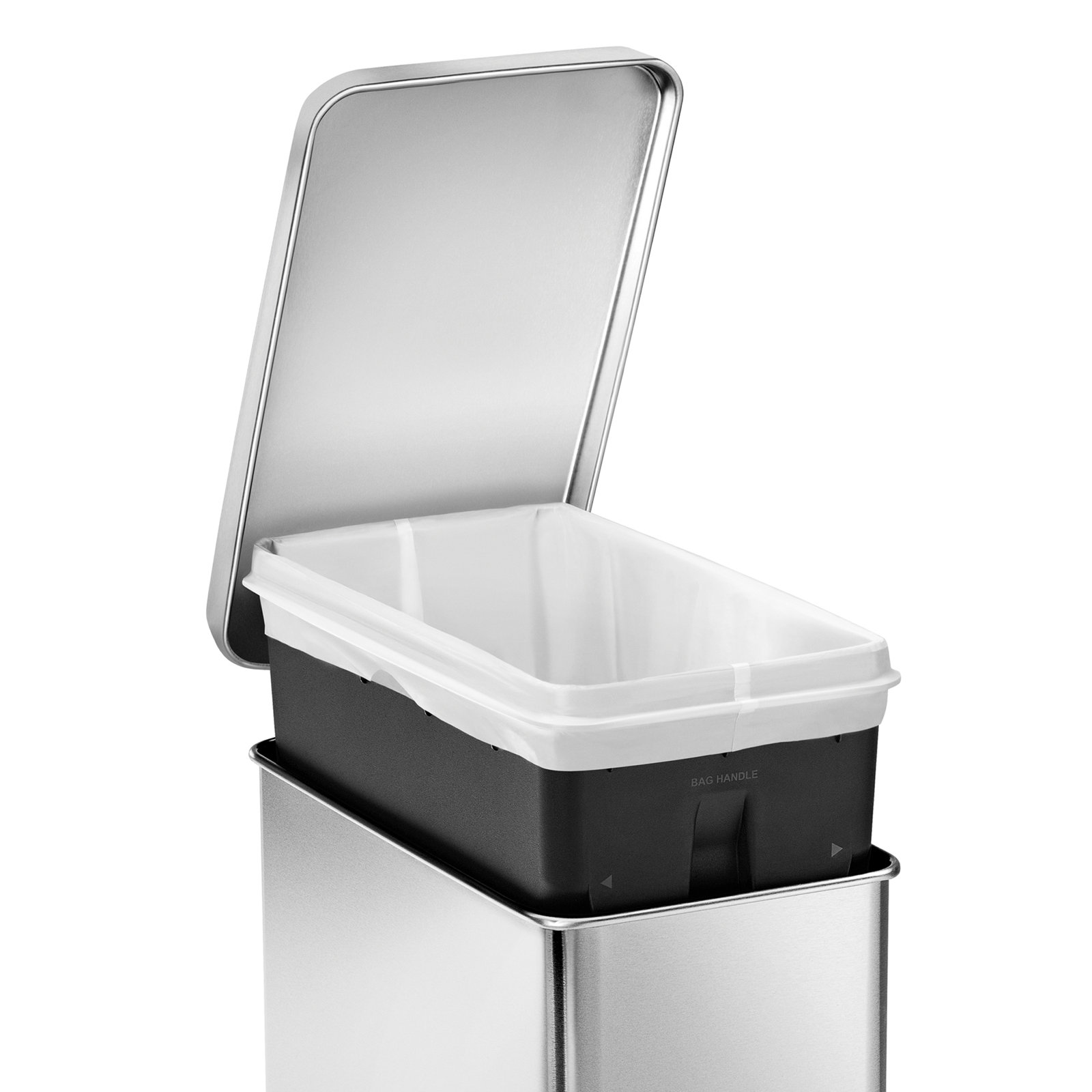 simplehuman 2.6gal Slim Profile Trash Can, Brushed