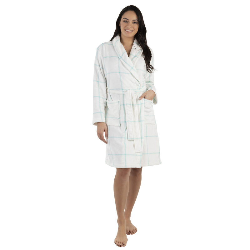 Peignoir en flanelle de qualité supérieure avec poches pour femmes - blanc de qualité supérieure, XL / XXL
