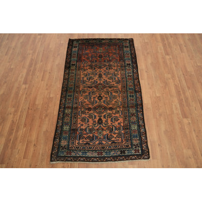 Vegetable Dye Vintage Geometric Wool Rug 3x6