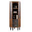 Grande armoire de coin en bois massif 68,11 "de style rétro avec grande porte en verre