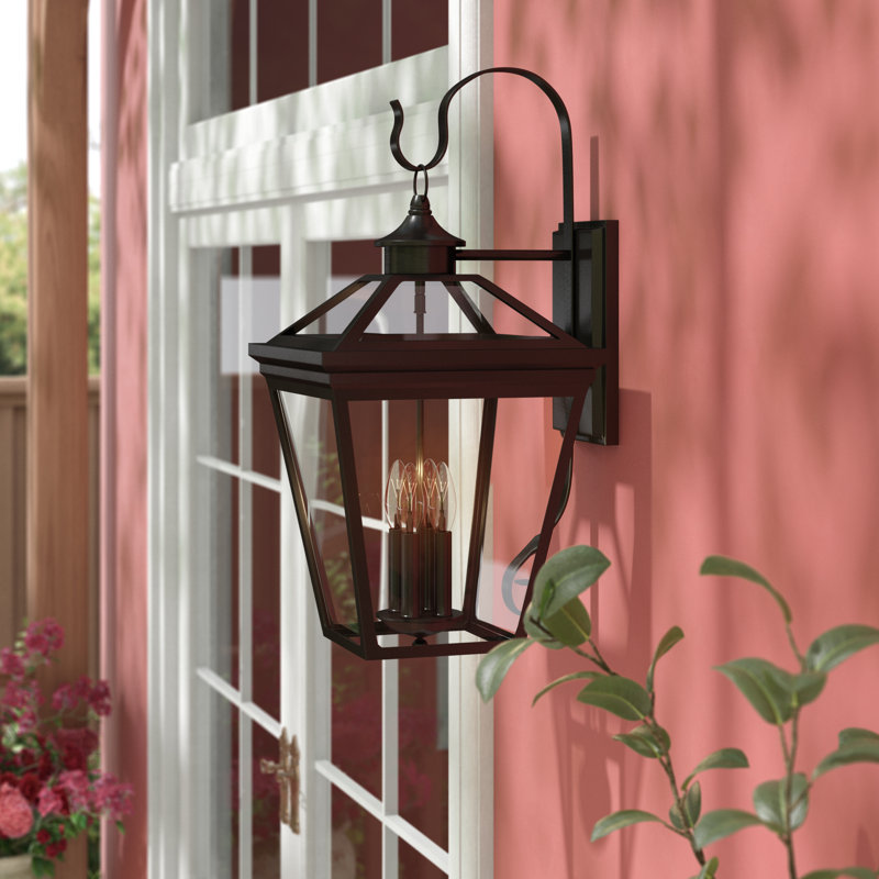 Manwe 4 - Bulb 25.5" H Outdoor Wall Lantern in Black, Black