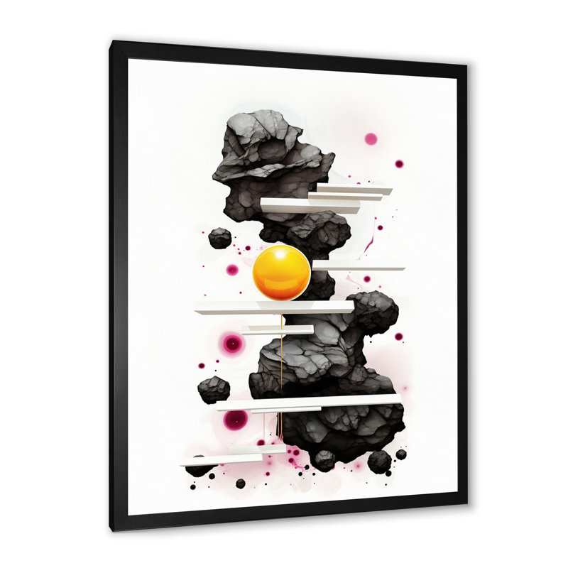 Reproduction sur toile d'une exquise fluidité noire et dorée, H 40 po x l 30 po x P 1,5 po, Cadre simple noir