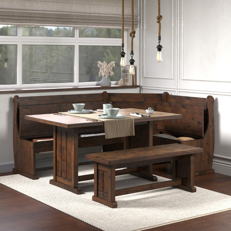 Ensemble de coin de salle à manger Delja August Grove®, Noyer, Noyer