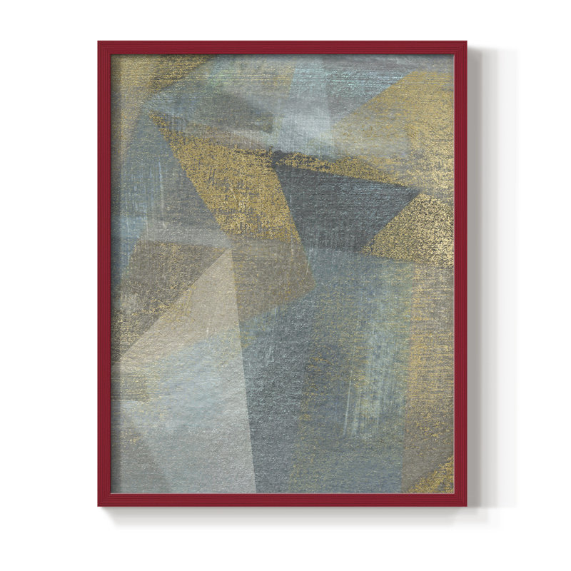 «Geometric Facets I», reproduction encadrée - bois massif, H 30 po x l 24 po, Rouge