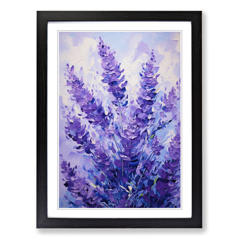 Lavender Flower Action Painting No.3 - Framed Print, Black, 46cm H x 34cm W x 2cm D