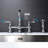 Bridge Dual Handles Kitchen Faucet With Pull-Out Side Spray In-116628661