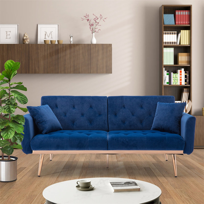 71'' Velvet Sofa, Blue Velvet
