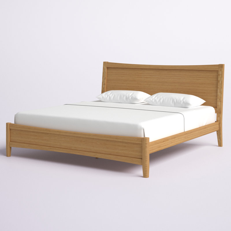 Lit plateforme Mid-Century moderne en bois massif Bonadie, Très grand lit