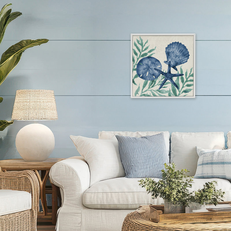 Giclée maritime encadrée Tampico, par Paul Brent, H 17 po x l 17 po, Estampe numérique encadrée blanc bord de mer
