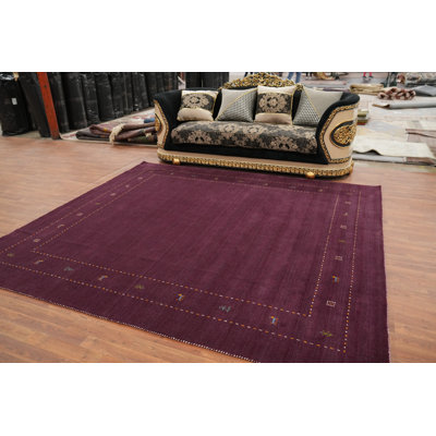 Tapis mauve à motif indien Gabbeh 9 x 9