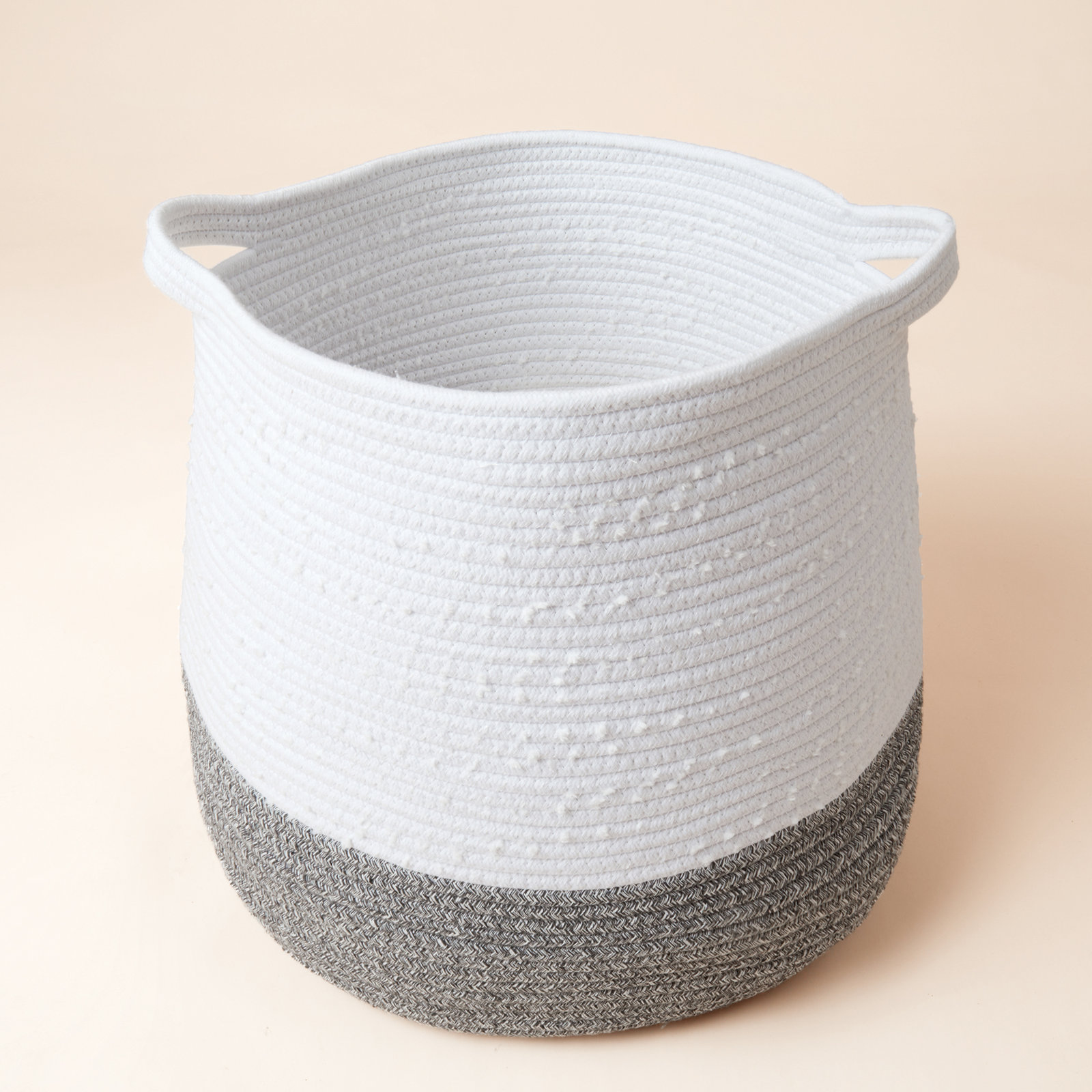 Althoff Hand Woven Cotton Rope Storage Basket, White/Gray