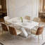 Table de salle à manger extensible, moderne et brillante pour 4 à 6 personnes, avec une seule main, base en métal robuste et croisée avec une capacité de charge élevée.-1650421117