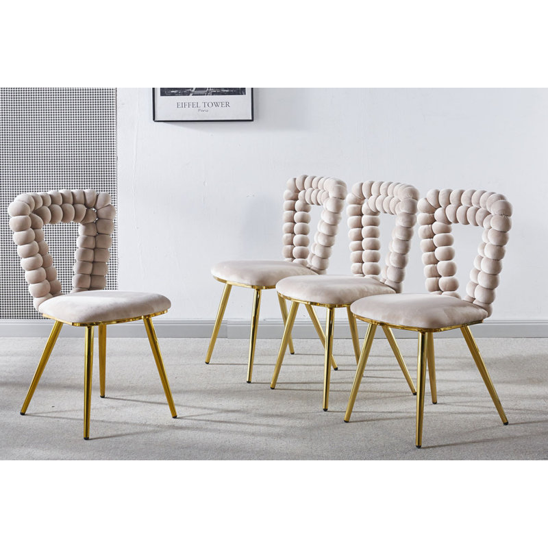 Upholstered Dining Chairs Set of 4, Beige