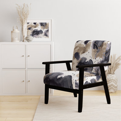 Fauteuil rembourré en velours moderne à motif abstrait avec textures bleues et dorées II