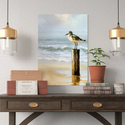 Toile, art mural, oiseau, poteau de bois, affiche de plage, affiche rétro, impression de décoration intérieure
