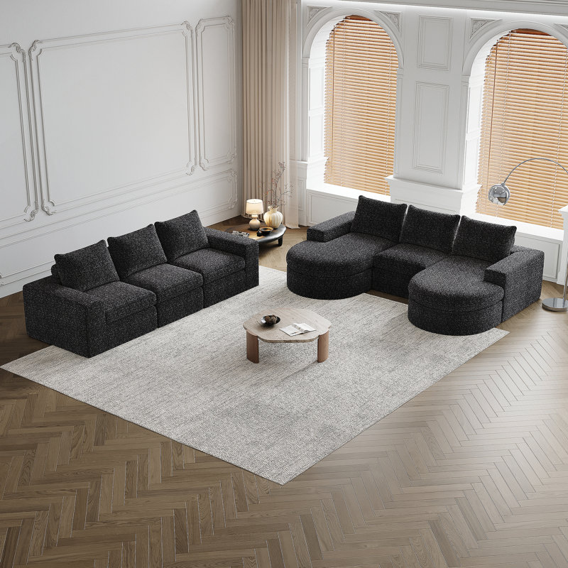 Canapé modulaire Chenille Cloud, Chenille noir