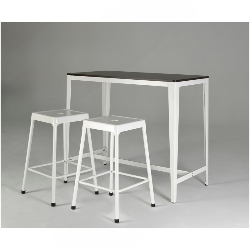 Tabouret de comptoir en métal thermolaqué blanc, ensemble de 2