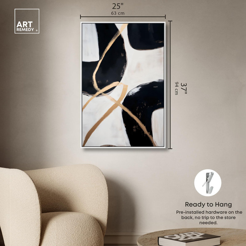 Art Remedy Art, toile rythmique de contraste, H 37 po x l 25 po, Cadre flottant blanc