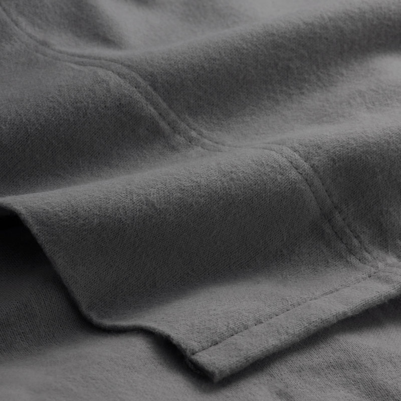 Organic 100% Cotton Flannel Sheet Set, Gray, Full XL Sheet Set with 2 Pillowcases