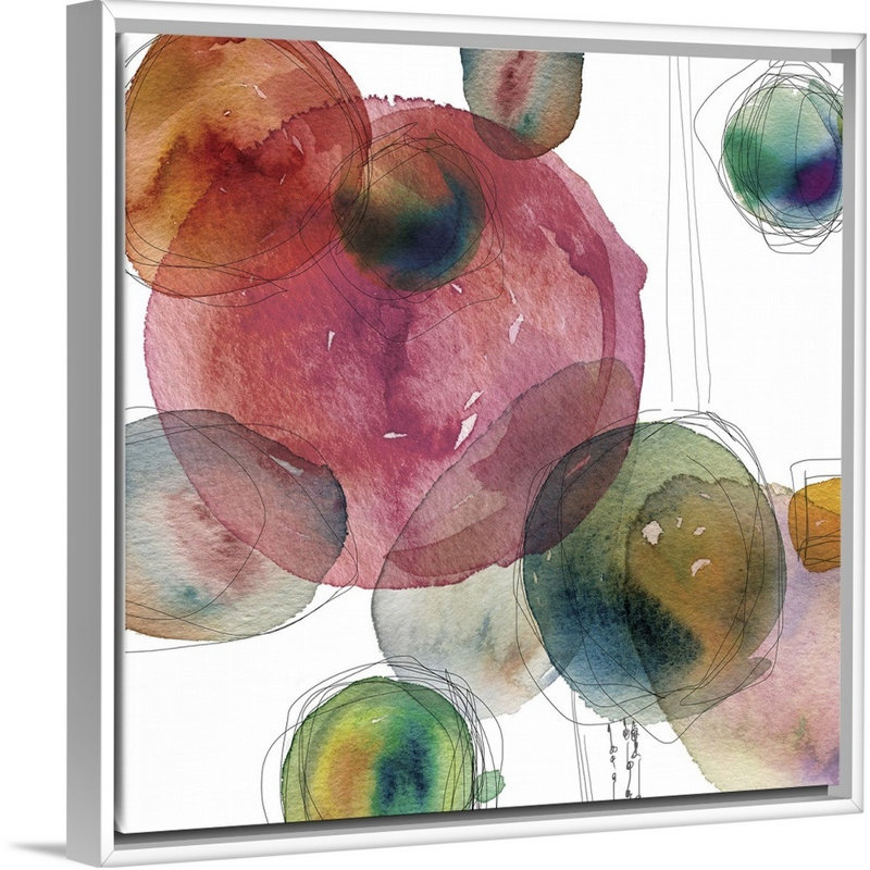 Gouttes de couleur - reproduction d'art sur toile, Cadre flottant blanc, H 31,7 po x l 31,7 po x P 1,75 po