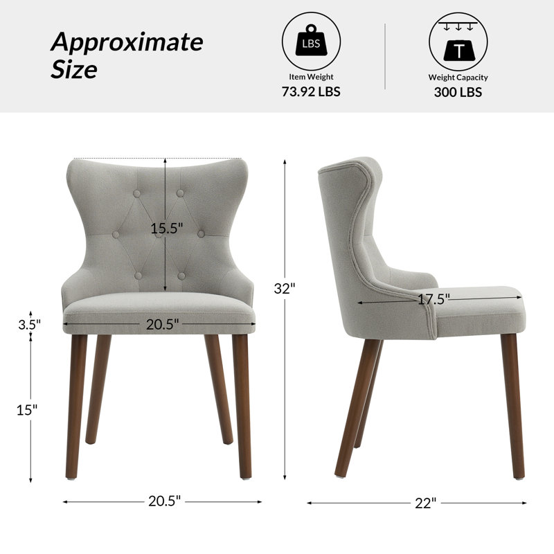 Philibert 20.5''W Mid-century Modern Dining Chair With Solid Wood Legs(Set Of 4), Gray