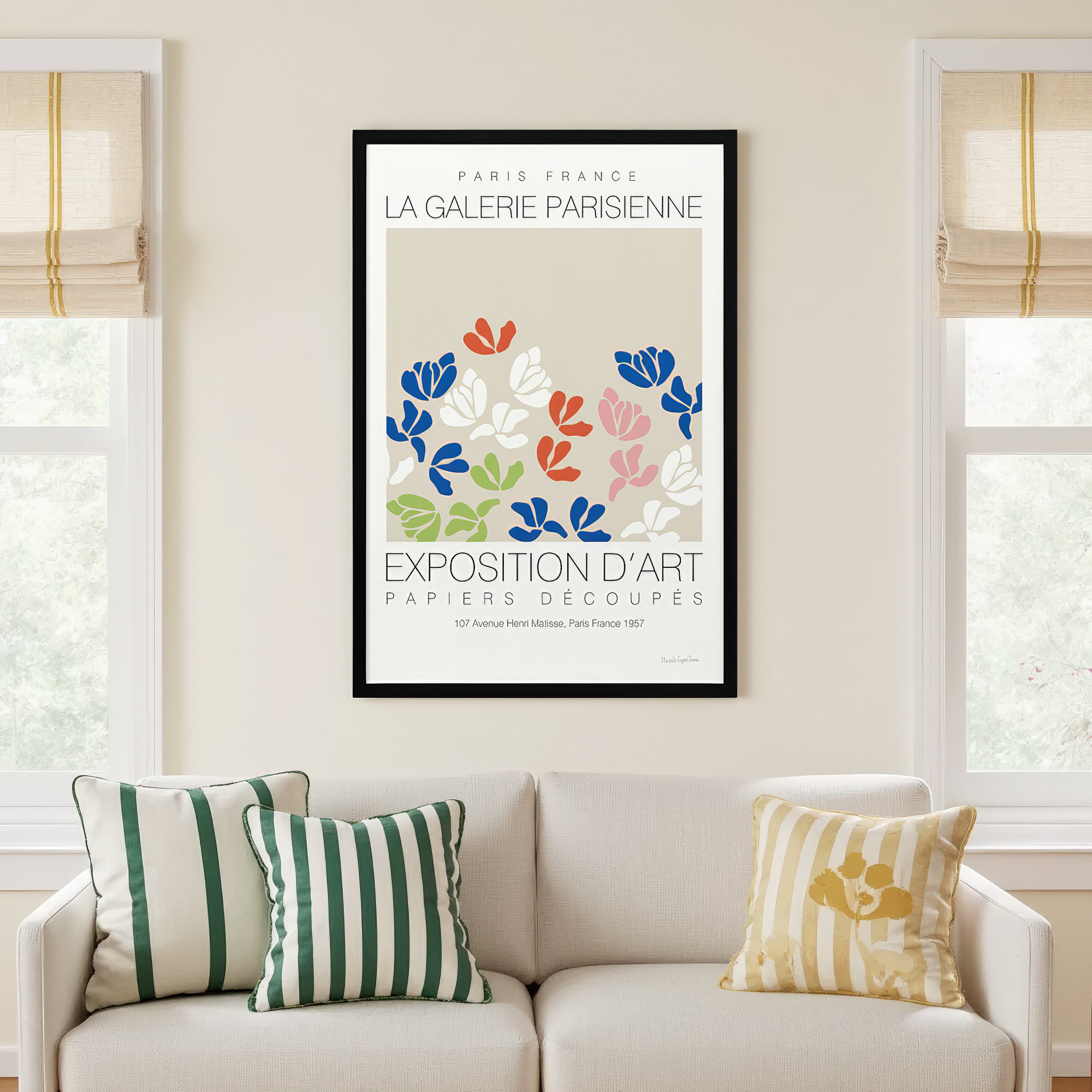 Fleurs De Matisse by Mercedes Lopez Charro, 23" W x 33" H, Black