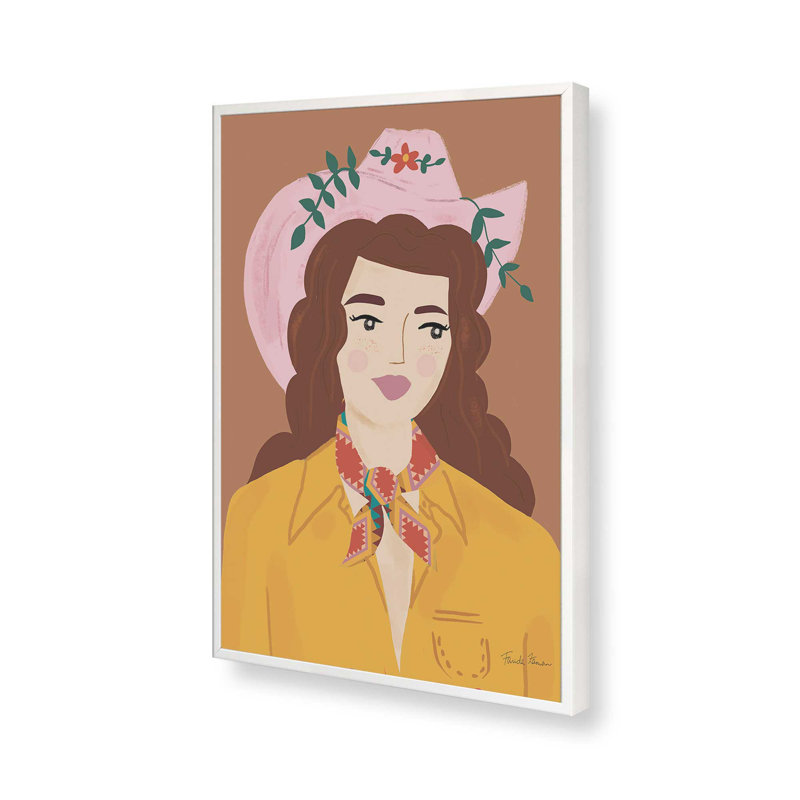 «Cowgirl I V2» par Farida Zaman, reproduction d'art sur toile, H 48 po x l 36 po, Blanc