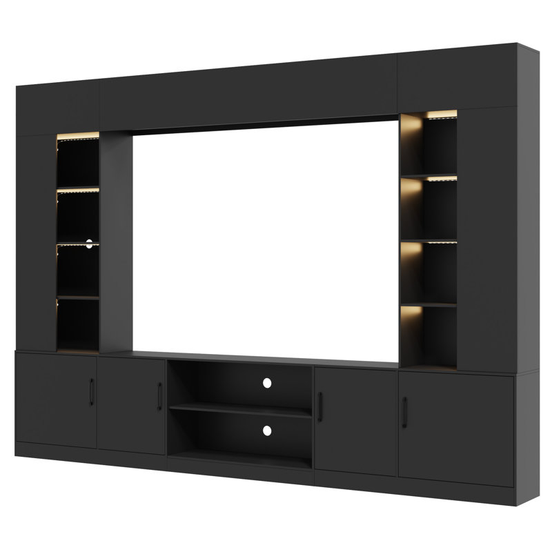 Meuble télé 112 po avec lumières DEL, Noir