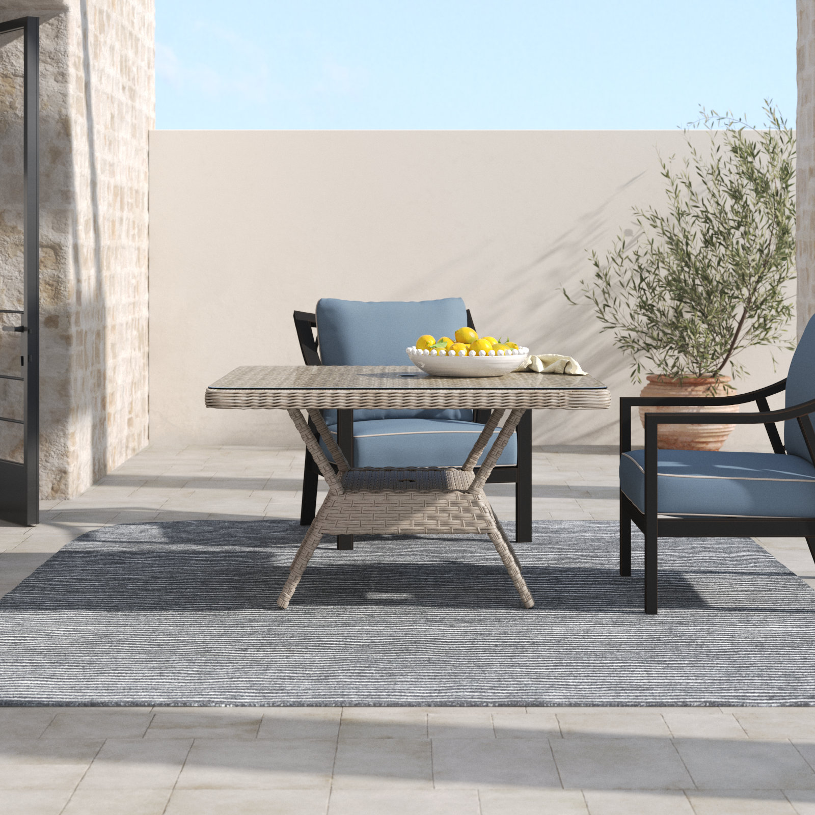 Norfolk 48'' Glass Outdoor Chat Table, Yes