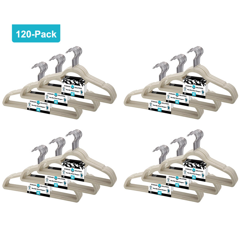 Cintre pour accessoires en velours Nickalus (ensemble de 120), Ivoire