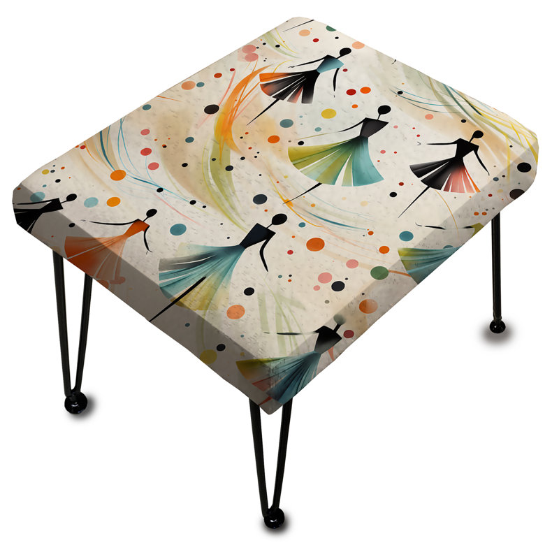 Motif de danse beige et vert - Repose-pieds rectangulaire abstrait
