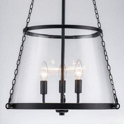 3-Light Kitchen Island Pendant Light With Tapered Glass