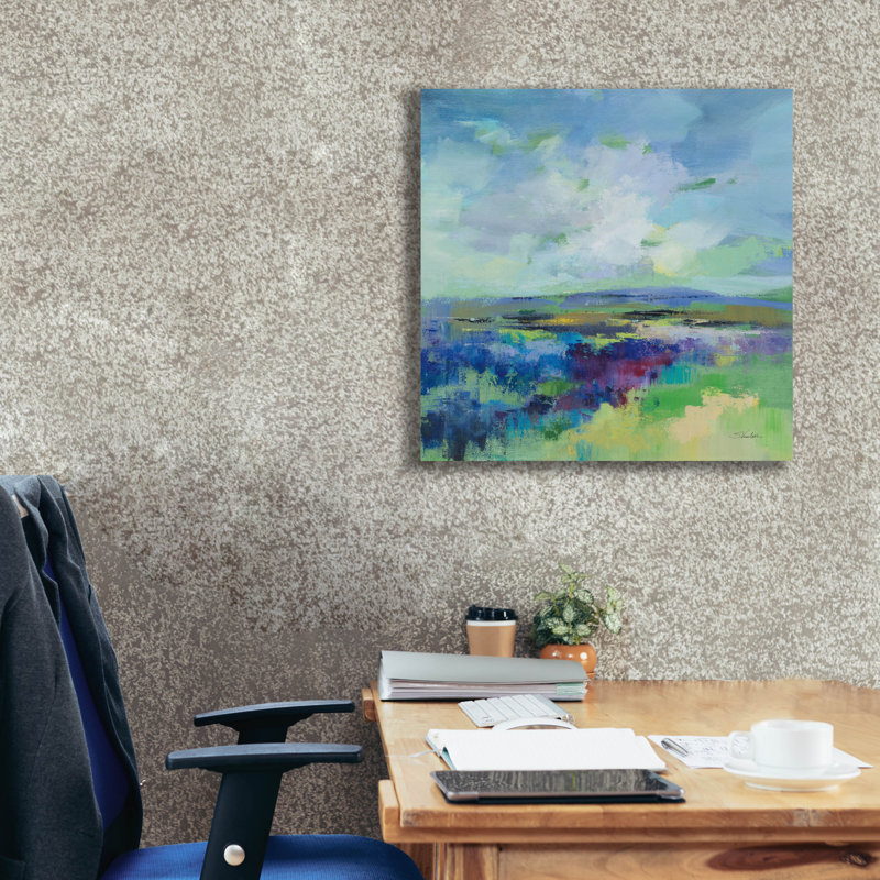 «Purple Field» par Silvia Vassileva, art mural sur toile, H 26 po x l 26 po