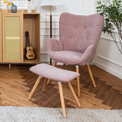 Acantha Velvet Accent Chair with Footstool