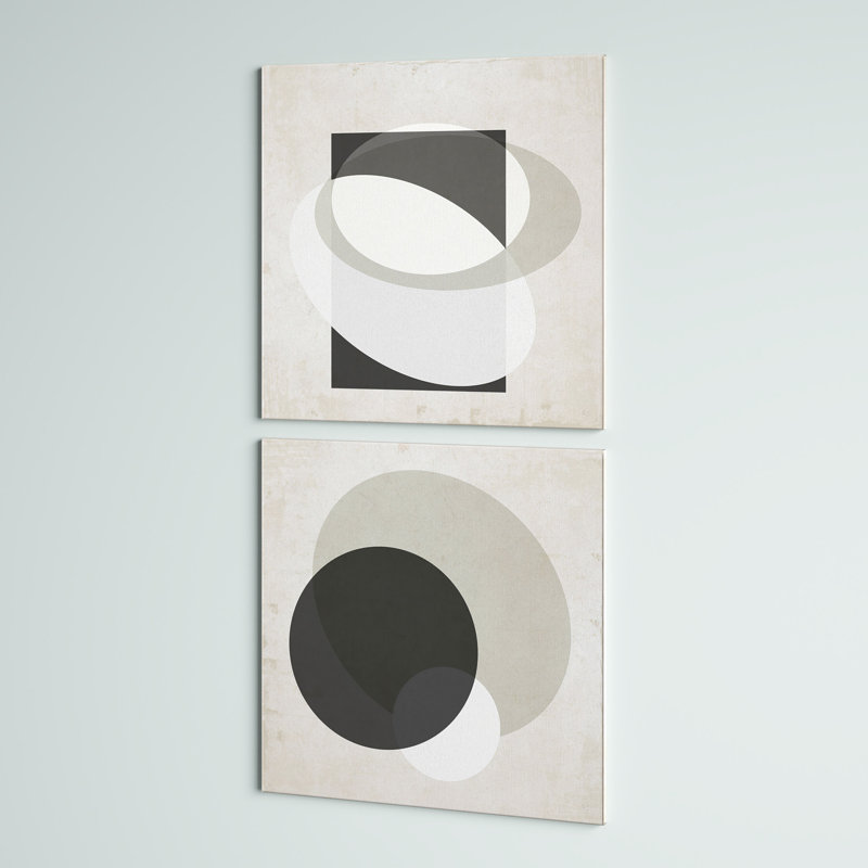 Moderniste Neutre III, ensemble de 2 reproductions d'art sur toile encadrées, H 40 po x l 80 po x P 1 po, Toile tendue