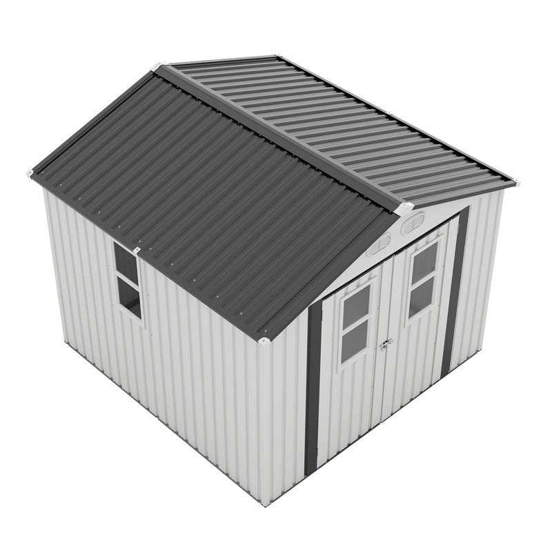 Remises de rangement extérieures en métal durable, grande remise à outils de jardin 8 x 8 avec portes verrouillables