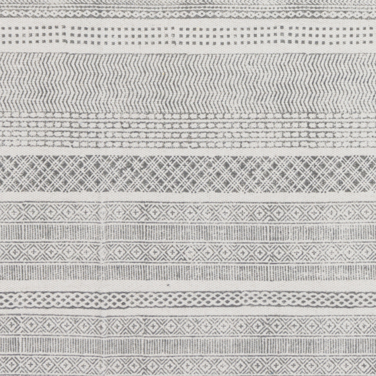 Charcoal Ivory Striped Hand-Woven Cotton Rug, Rectangle 6' x 9'