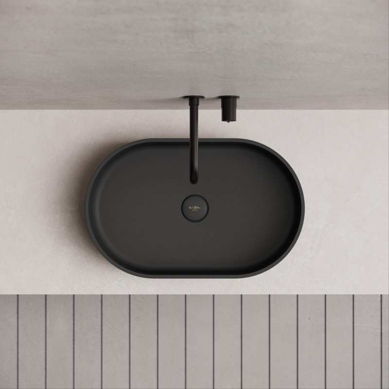 Lavabo vasque de salle de bain ovale à surface unie 22 "x 14" Monblari noir mat, Noir mat