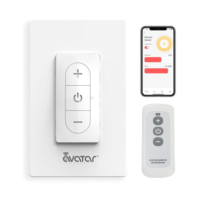 Smart Dimmer Switch with Remote, Single Pole, Needs Neutral Wire, 2.4GHz Wi-Fi Light Switch Works with Alexa and Google Home, Smart Life App & Voice Control, No Hub Required, White