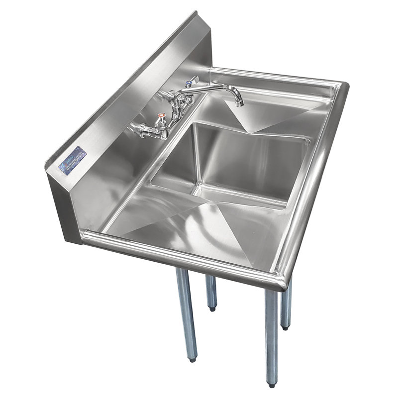 Évier de cuisine et utilitaire autoportant en acier inoxydable avec 2 égouttoirs