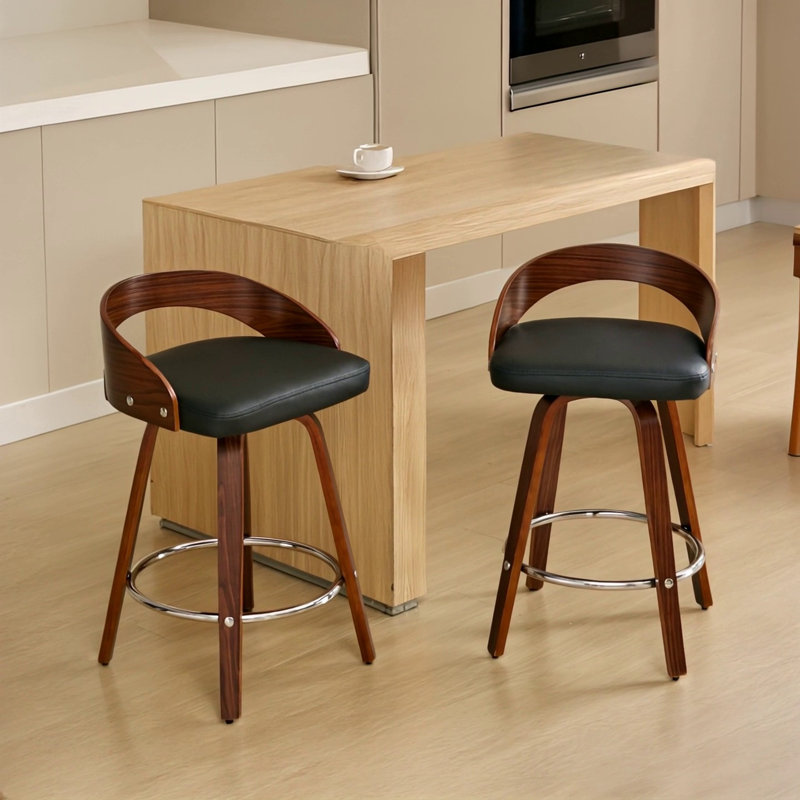 Ensemble de 2 tabourets de bar, Similicuir noir