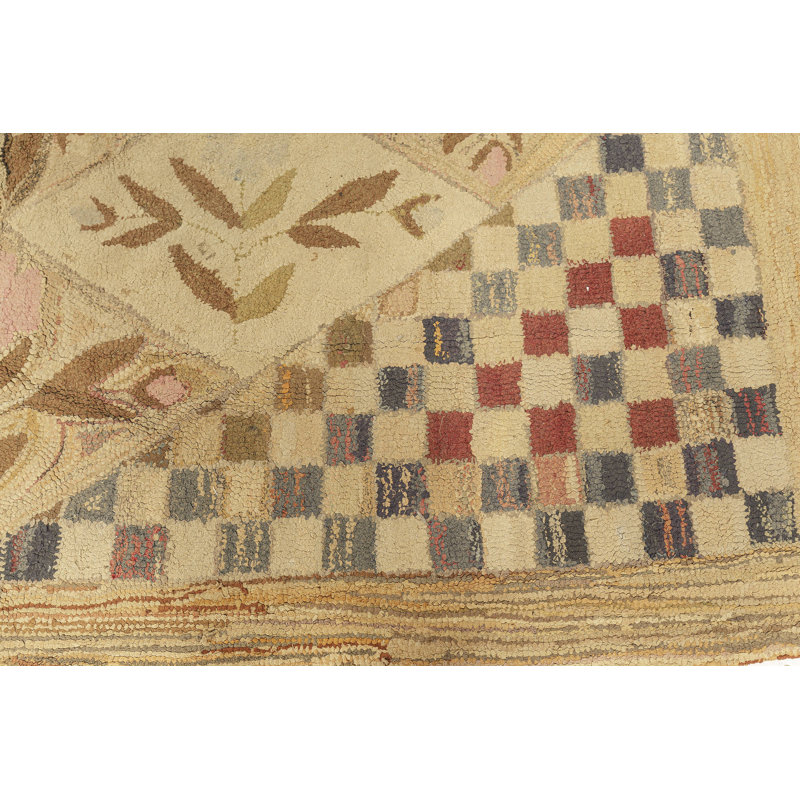Tapis rétro en laine à motif crocheté brun / bleu / rouge motif rétro Mid-Century 20 pi 9 po x 12 pi