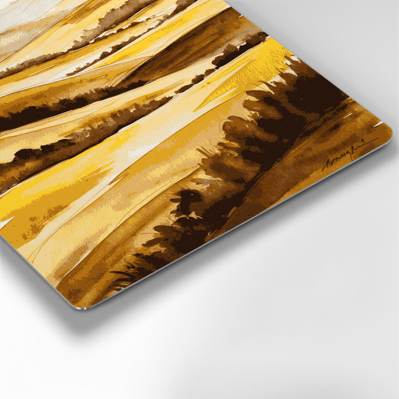 Aquarelle paysage 90, art mural en métal beige