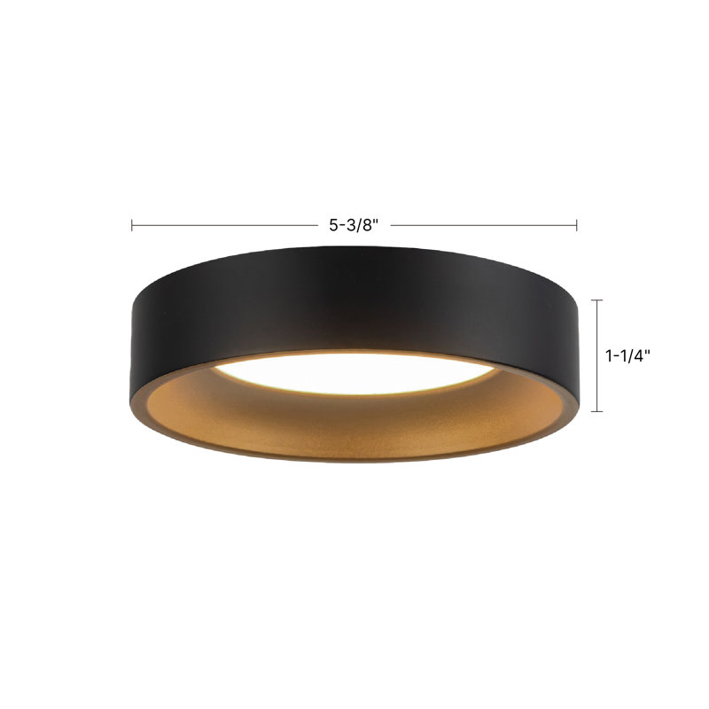 Nix 5-in Black dimmable LED Flush Mount, Matte Black/Gold